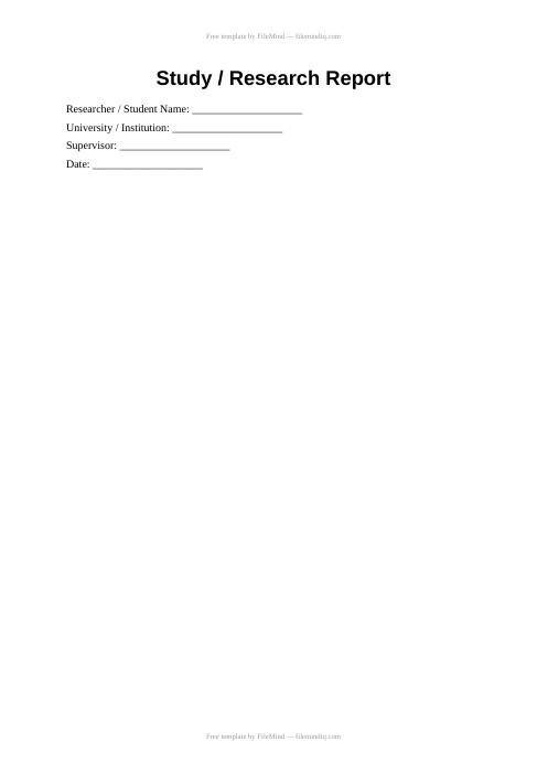 Study / Research Report Template